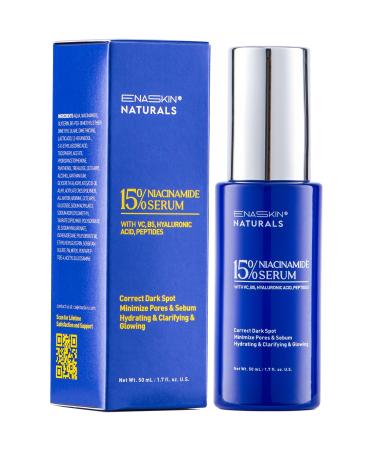 Enaskin Naturals 15% Niacinamide Serum With VC B5 Hyaluronic Acid Peptide | For All Skin Types Unscented