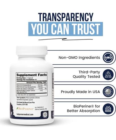 Wound Care Plus Vitamin K2 + D3 Supplement Helps Maintain Healthy Bones, Essential Vitamins for Cardiovascular & Skin Wellness 60 Capsules Non-GMO, Gluten-Free - Buy Online on GoSupps.com