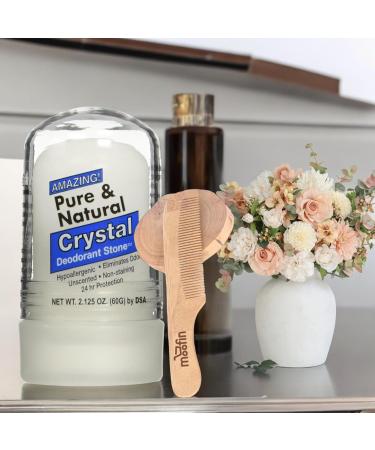 Pure & Natural Mini Deodorant Stick - Hypoallergenic Travel-Friendly Fragrance-Free | Bundle with Wooden Comb - Buy Online on GoSupps.com
