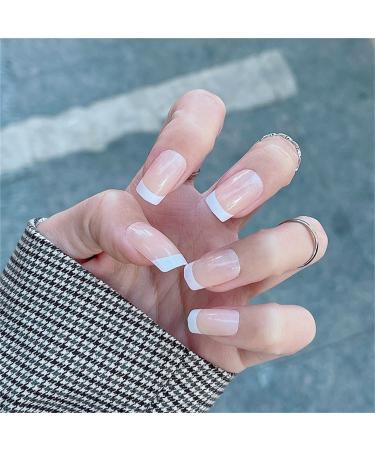 Shop Elegant Pink Short False Nails - 24PC French Press-On Acrylic Nails with Glue for Women & Girls | Sargnail - Buy Online on GoSupps.com