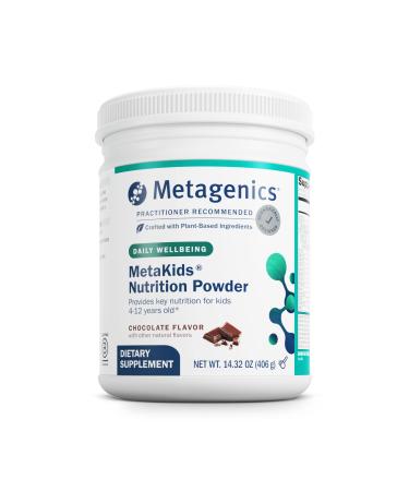 Metagenics MetaKids Nutrition Powder - Kids Multivitamin Powder with Prebiotics DHA Protein & Amino Acids* - Complete Protein - Non GMO Gluten Free Chocolate 14.32 Ounce (Pack of 1)