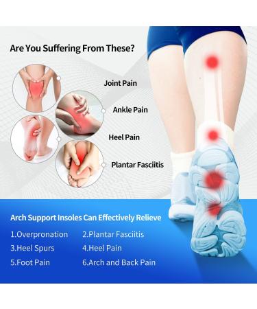 IYDoaMea Plantar Fasciitis Insoles | High Arch Support Orthotic Shoe Inserts for Men/Women | Relieve Foot Pain and Flat Feet | Size M (Men 9-10.5 / Women 10-11.5) - Buy Online on GoSupps.com