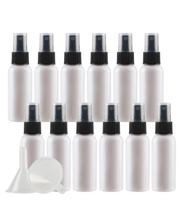 TIANZD 24 Pieces Empty 50 ml White PET Plastic Fine Mist Pump Spray Bottles with Black Top Portable Sprayer for Perfume Water Cosmetic Travel Containers Refillable 2x Funnel