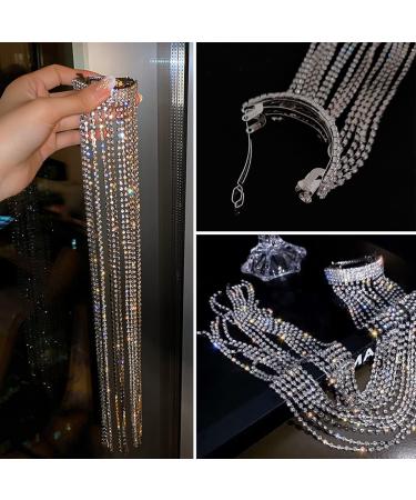 Buy Tasseled Rhinestone Hair Clips - Stylish Barrette Accessories for Girls | Silver 39cm - International Shipping Available - Buy Online on GoSupps.com