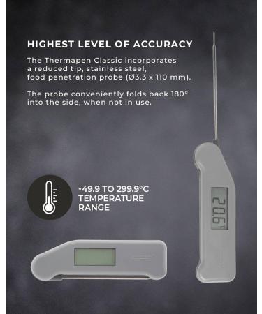 Classic Superfast Thermapen 3 - Professional Food Thermometer (Grey) | Accurate & Reliable Cooking Tool for Perfect Results - Buy Online on GoSupps.com