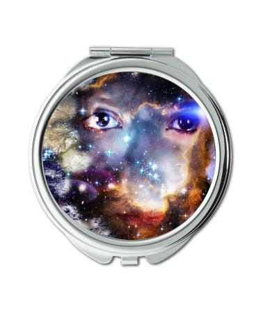 YENDOSTEEN Mirror earth round makeup mirror Galaxy Universe Earth Star Eyes Space Cosmos makeup mirrors pocket mirror portable mirror