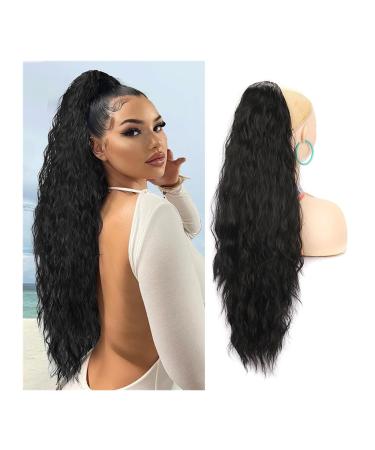 Ponytail Extension 30 Inch Extra Long Drawstring Wavy Curly Ponytails Black Brown Synthetic Fiber Fake Hair piece for Women Ponytail Extension Ponytail Hair Extension(PT139-9H60A) 30Inches PT139-9H60A