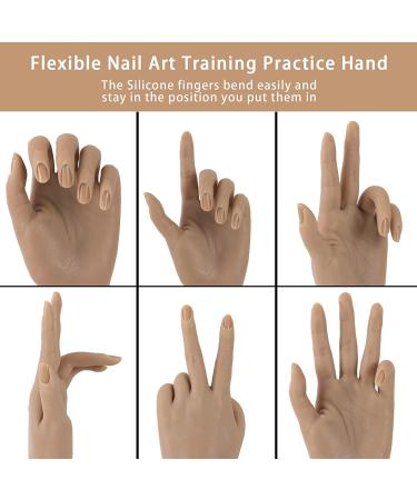 HSJL Silicone Hand for Acrylic Nails - Practice Hand with 500Pcs Nail Tips - Flexible & Bendable Fake Nail Mannequin - Best Left Hand for Acrylic Nails - Buy Online on GoSupps.com