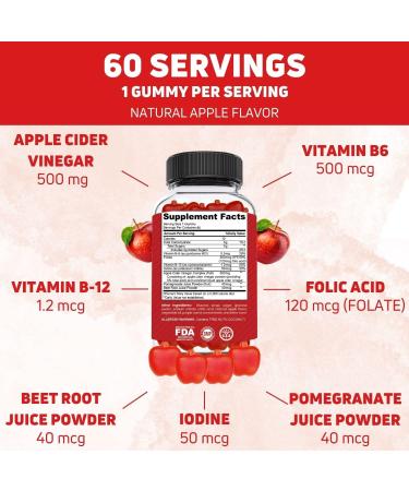 SUPPZAAR Vegan Apple Cider Vinegar Gummies 500mg - 60 Servings | Immune Support & Digestive Health | Natural Detox & Cleanse | With The Mother | ACV Gummies Alternative - Buy Online on GoSupps.com