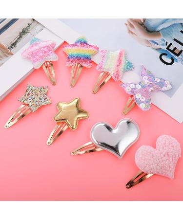 Lusofie 16Pcs Cute Snap Hair Clips for Girls - Sparkly Metal Clips in Star, Crown, Heart, and Butterfly Shapes - Sequins Hair Barrettes for Girls - Buy Online on GoSupps.com