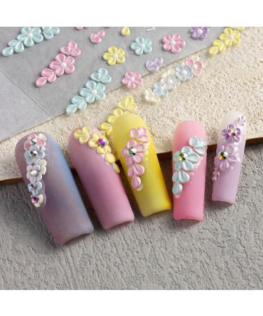 5D Embossed Flower Nail Stickers | DIY Nail Art Decals - Rose & Butterfly Designs - Floral Nail Accessories - Buy Online on GoSupps.com