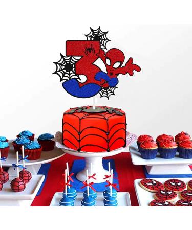 1Pcs Spider Man Party Cake Toppers Happy Birthday Party Supplies Decorations Perfect for Children's 3th Birthday Party - Buy Online on GoSupps.com