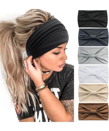 scicent Head bands for Girl's Hair Wide Soft Ladies Headband Boho Fashion Bandanas Knot Adult Scarfs Hairbands Elastic Fashion Yoga Hair Bands for Women Black - 3514 - Buy Online on GoSupps.com