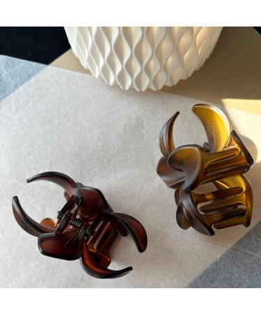 YPKIA 3-Piece Black Tortoise Flower Hair Clip Set - Retro Medium-Sized Accessories for Thick & Thin Hair - Buy Online on GoSupps.com