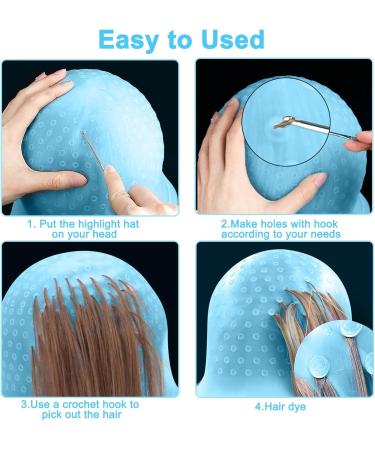 Highlighting Cap Silicone Hair Highlighting Cap with Hook Punched Hole Highlight Hair Cap Professional Hair Dye Cap Hairdressing Dyeing Staining Tools for Women Men - Buy Online on GoSupps.com