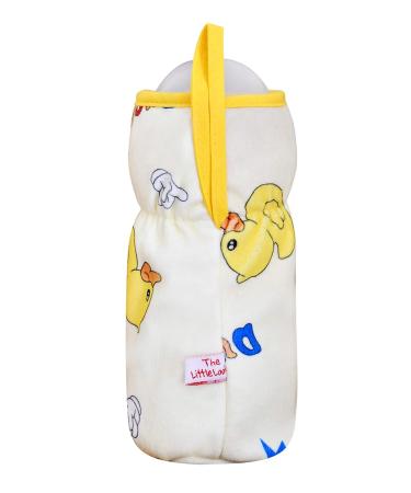 Soft Plush Stretchable Baby Feeding Bottle Cover Pack of 3 | Cute Animated Overall Print | Easy to Hold Strap | Multicolor Wide Neck 240-330ml/8-11oz - Buy Online on GoSupps.com