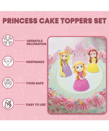 4x Princess Cake Toppers Set - Princess Castle Girls Birthday Party Wedding Baby Shower Christening Cupcake Decoration - Comes with an Edible Glue - Buy Online on GoSupps.com