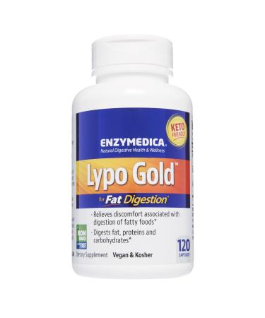 Enzymedica Lypo Gold, Concentrated Amounts of Lipase Enzyme, for Fatty Food Digestion, 120 Capsules (120 Servings) (FFP) 120 Count (Pack of 1) Frustration-Free Packaging