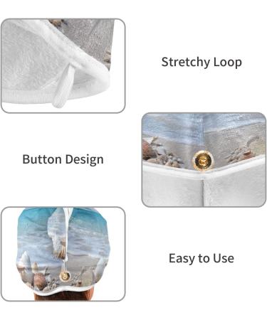 Beach Seashell Starfish Hair Towel 2 Pack - Super Absorbent Quick Dry Hair Turbans for Women & Girls - Buy Online on GoSupps.com