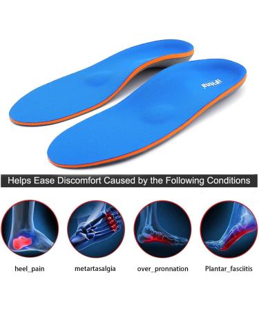 Full Length Metatarsal Arch Support Insoles for Flat Feet & Plantar Fasciitis - Shock Absorption, Unisex, UK-8 (Size 10.63 Blue) - Buy Online on GoSupps.com