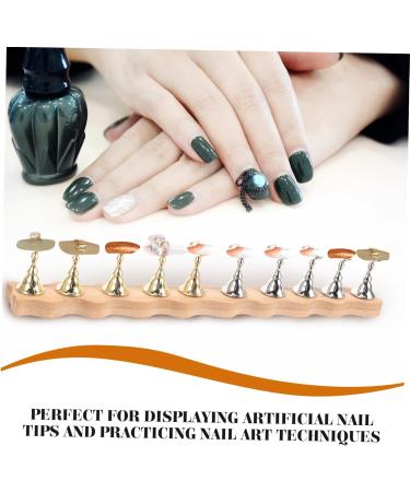 Healeved 1 Set Nail Art Base Metal Display Stand Fake Nails Holder Nail Stands for Press on Nail Art Practice Base Display Stands Nail Art Display Stand Decorative Nails Wooden Cosmetic - Buy Online on GoSupps.com