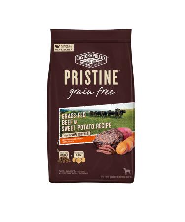 Castor & Pollux Pristine Grain Free Dry Dog Food Grass-Fed Beef & Sweet Potato Recipe with Raw Bites - 4 lb Bag Grain Free Beef with Raw Bites 4 Pound (Pack of 1)