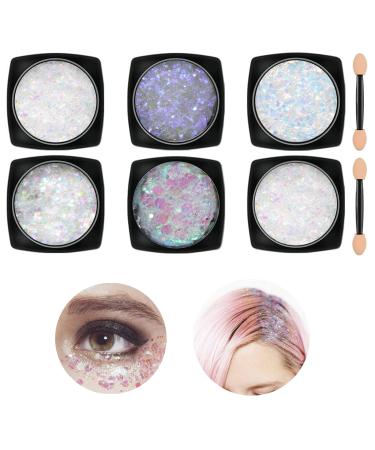 6 Colors Glitter Make Up for Face Body and Hair Body Glitter Sequin for Music Festival Masquerade Party Clubs 04