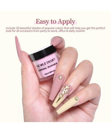 NICOLE DIARY 28Pcs Dip Powder Nail Kit - 20 Colors Dipping Powder Set for French Nails Art Manicure - Buy Online on GoSupps.com