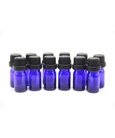 Yizhao blue pipette bottle 10ml with Orifice Reducers brown las bottle with a drip pipette for essential oil aromatherapy massage fragrance oil sample make-up chemical liquid-12PCs 10ml-12 blue