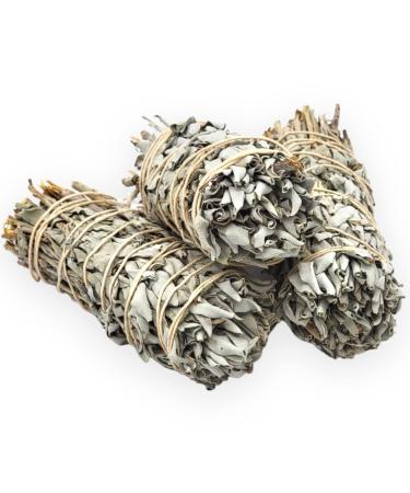 (Pack of 3)- Yerbero - Premium 5 Inches Long California White Sage |Super Thick 2 Inches Width | 3 Hand Tied Wands - Smudging Kit for Home Cleansing, Meditation, Relaxation, Peace, Love, Purifying.