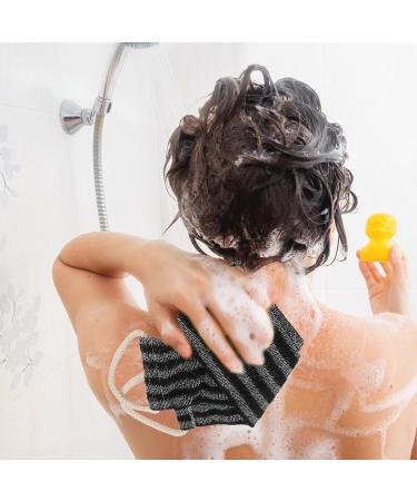 Dual-Sided Body Scrubber Sponge Back Exfoliator - Shower Loofah for Bath - 70x12cm Black - Buy Online on GoSupps.com