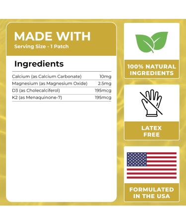 D3 Patches (Pack of 60) - 100% Natural D Patch for Women and Men - with Calcium Magnesium K2 - Immune & Body Support - Enhanced Formula - Buy Online on GoSupps.com