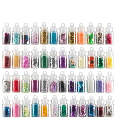 48 x nail art bottles with micro pearls sequins Fimo diamonds stars and much more.