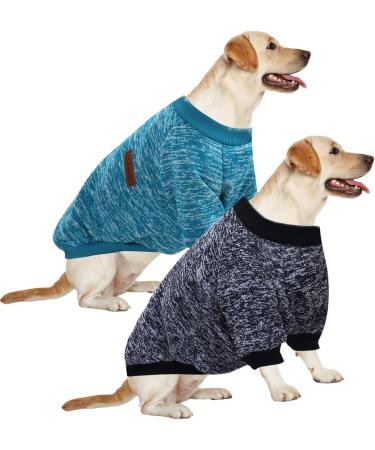 Buy Hualisiji 5XL Dog Sweater for Large Dogs - Soft Warm & Light - 2PCs Blue & Navy Blue Sweatshirt with Hood - Buy Online on GoSupps.com
