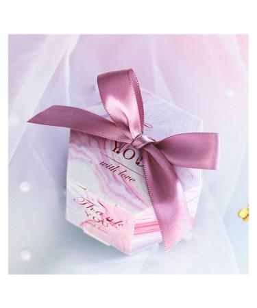 Candy Box Creative Romantic Marbled Candy Box Wedding Supplies And Pink Party Supplies Baby Shower Paper Sweet Chocolate (25/50/100 Pcs) (Color : Purple Ribbon Size : 100pcs) 1 count (Pack of 1) Purple Ribbon