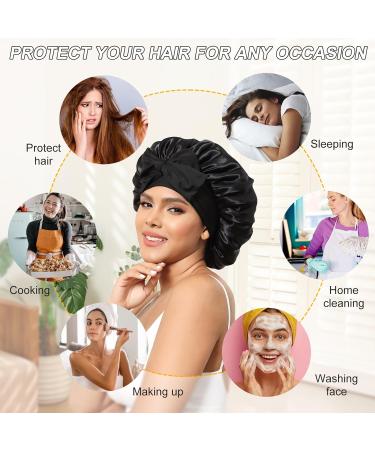Welrog Silk Sleeping Hood for Women - Black Night Hair Bonnet & 3 Hair Ties | Luxury Sleep Cap for Healthy Hair - Buy Online on GoSupps.com