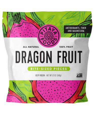 Pitaya Foods - Natural Dragon Fruit Cubes, Pre-Packaged Frozen Fruit, No Added Sugar or Preservatives, Good Source of Fiber, Magnesium, Iron, & Vitamin C, 100% Fruit, Non-GMO (12 oz, 8-Pack)