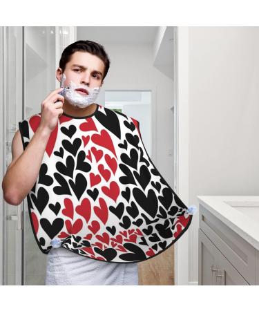 Red Black Heart Beard Bib - Valentine's Day Grooming Cloth Non-Stick Hair Catcher & Apron for Men | Perfect Gift - Buy Online on GoSupps.com