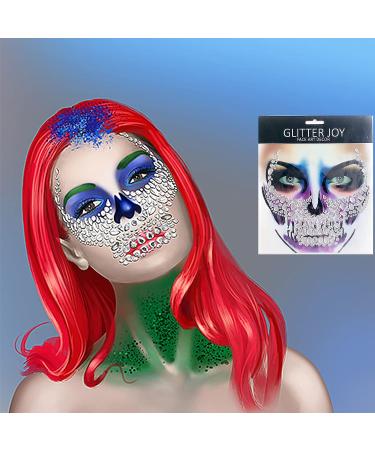 Day of the Dead Tattoos & Halloween Face Gems Set - 9 Sheets Sugar Skull & Skeleton Rhinestone Decals - Buy Online on GoSupps.com