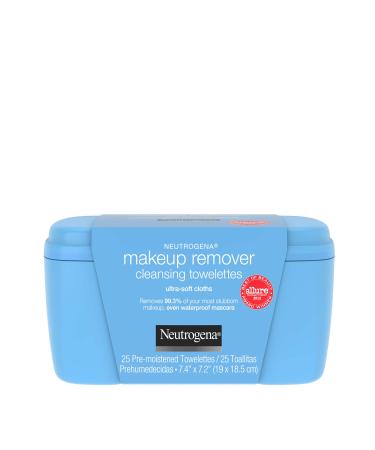Neutrogena Makeup Remover Facial Cleansing Towelettes Daily Face Wipes to Remove Dirt Oil Makeup & Waterproof Mascara Gentle Alcohol-Free 25 ct