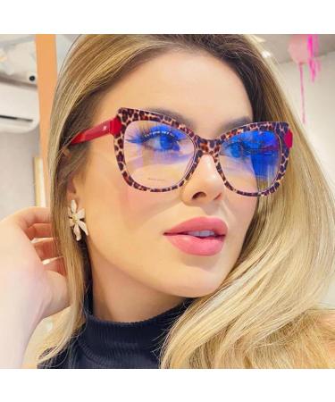 SERONI TR90 Cat Eye Blue Light Blocking Glasses - UV Protection for Men & Women | Stylish Black-Leopard 54mm Reading Frames - Buy Online on GoSupps.com