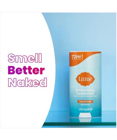 Lume Natural Solid Deodorant Stick - Aluminum-Free, Hypoallergenic & Unscented - 2.6 oz - Buy Online on GoSupps.com