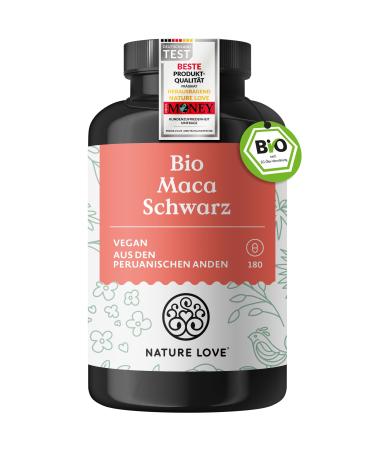 Nature love Bio Maca capsules (black) - 3000 mg per daily dose - 180 capsules - with natural vitamin C - without magnesium stearate certified organic high -dose vegan produced in Germany - Buy Online on GoSupps.com