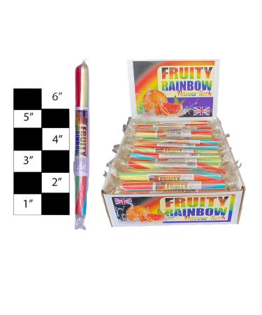 50 X Fruit Rainbow Rock Sticks Handmade Traditional Rainbow Classic Sweets Retro Seaside Gift Wholesale Confectionery