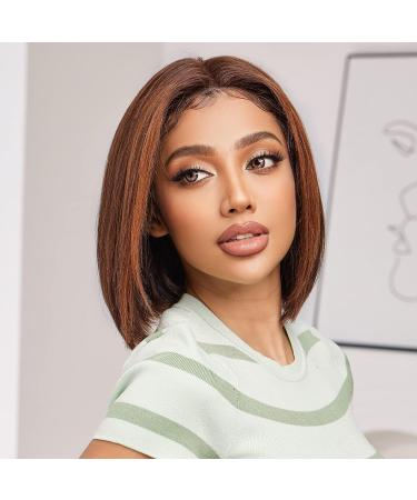 ALANHAIR 10 Inch Bob Wig | 150% Density Brazilian Virgin Human Hair | Lace Front 13x4.5x2 | Short Straight Hair | 2/30 Color - Buy Online on GoSupps.com