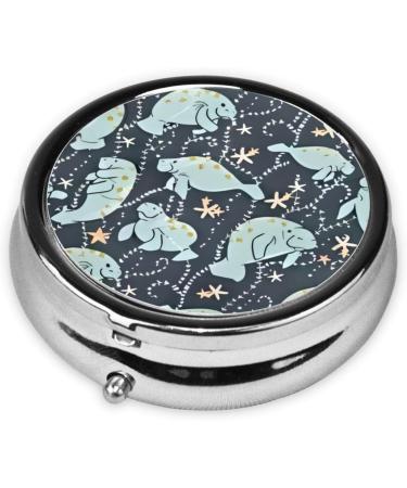Manatee Portable Metal Pill Box - Round Mini 3-Compartment Travel Essential for Small Pills Hinged Design Black - Buy Online on GoSupps.com