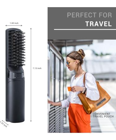 Hot Hair Straightener Brush - Portable Mini 2 in 1 USB Rechargeable Comb with Anti-Scald Feature for Men & Women - 6400mAh - Ideal for Travel - Buy Online on GoSupps.com