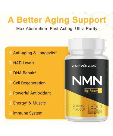 Max Absorbency Sublingual NMN 500mg Lozenges - 120-Day Supply for Cell Repair, Energy Boost, Muscle Health & Anti-Aging | Immune Support Supplement - Buy Online on GoSupps.com