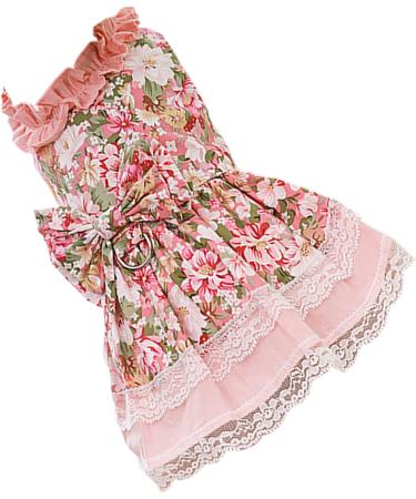 Petyoung Floral Cat Clothes with Leash Stylish Pink Princess Dress & Skirt for Small Dogs & Cats | XXL Size - Buy Online on GoSupps.com