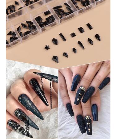 3120 Pcs Black Nail Art Rhinestones Kit - EBANKU Mixed Shape Crystal Stones for Nails Craft - Buy Online on GoSupps.com